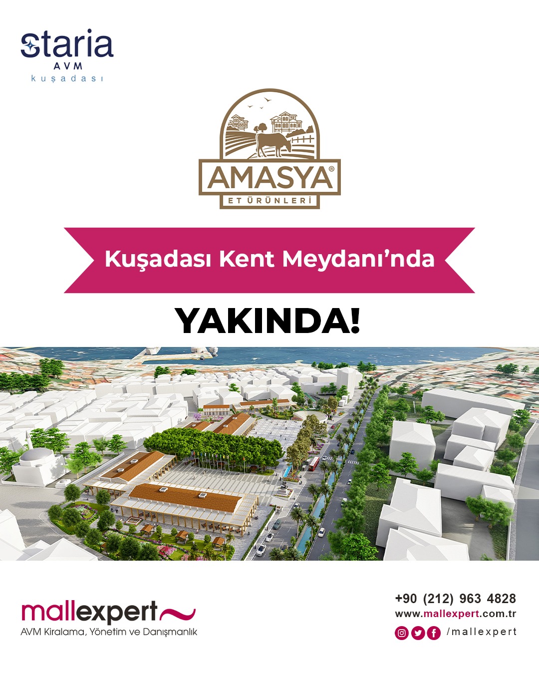 Kuşadası Kent Meydanı AVM'nin özenle oluşturulan marka karması büyümeye devam ediyor. Geleneksel lezzetlerin ve kalitenin güvenilir ismi Amasya Et Ürünleri, çok yakında projemizde yerini alıyor.